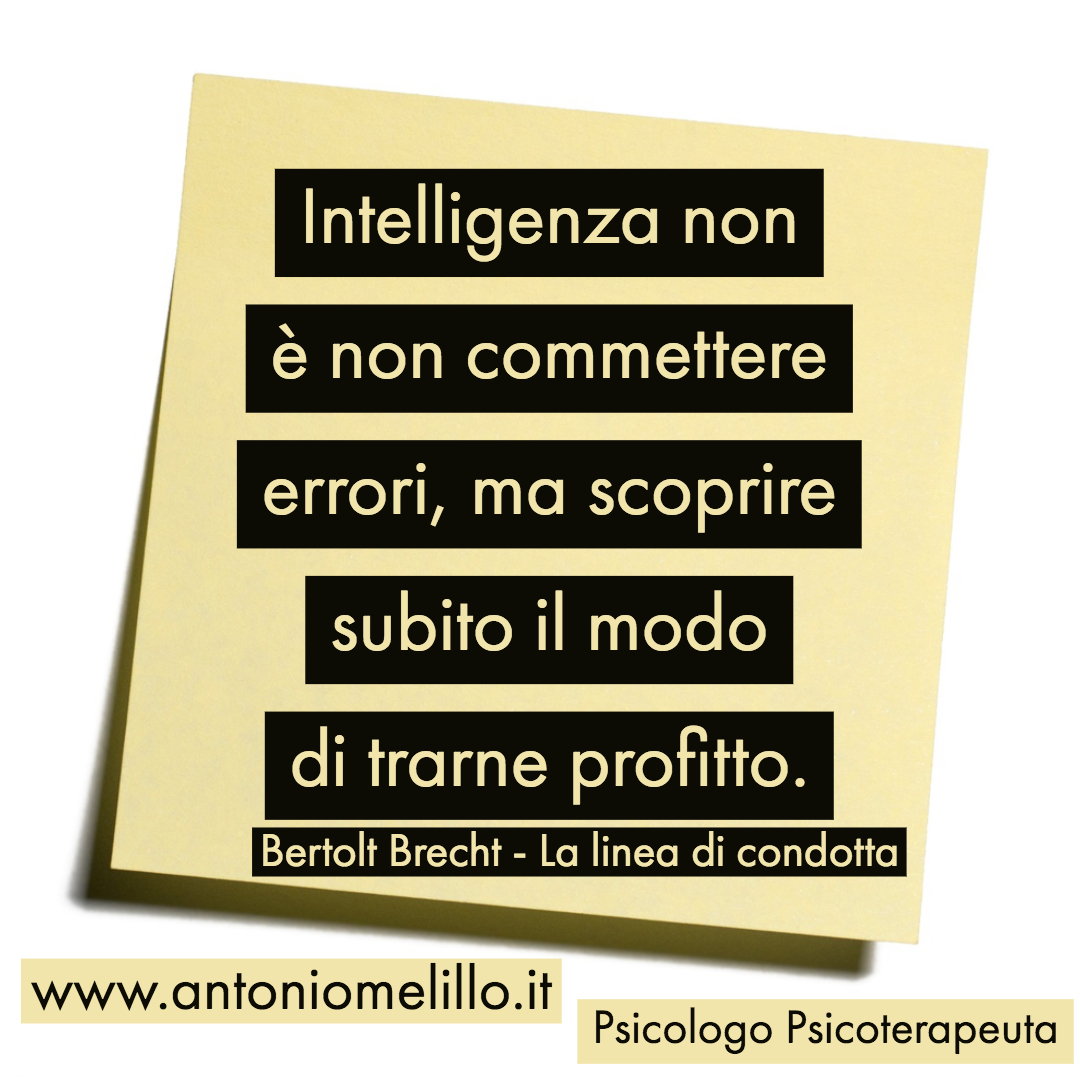 Intelligenza non è non commettere errori, ma scoprire subito il modo di trarne profitto. 